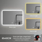 80*60 Rectangle Led Spiegel Illuminated Frameless Smart Adjustable Color Temperature Moisture Proof Bathroom Hotel Use Mirror