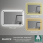 80*60 Rectangle Led Spiegel Illuminated Frameless Smart Adjustable Color Temperature Moisture Proof Bathroom Hotel Use Mirror