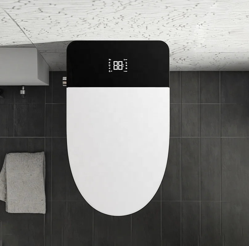 Deluxe Sanitary Ware for Hotel Bathroom Automatic Cover Concealed Tank Remote Control S-trap Dual-Flush Intelligent Smart Toilet
