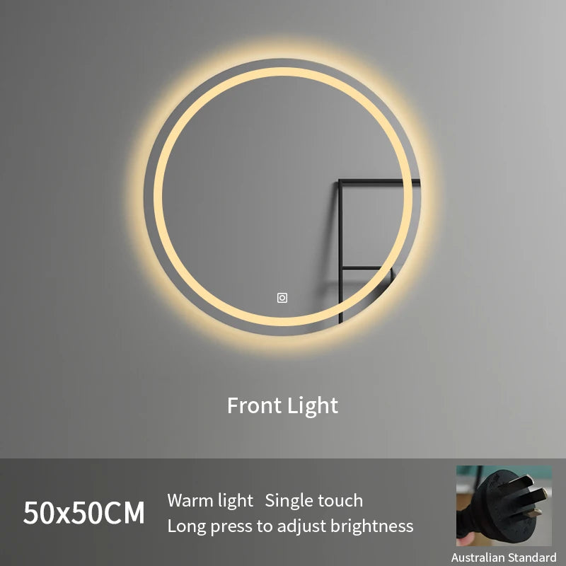 European Standard Modern Illuminated Adjustable LED Bath Round Mirror Hotel Wall-Mounted Smart Mirror