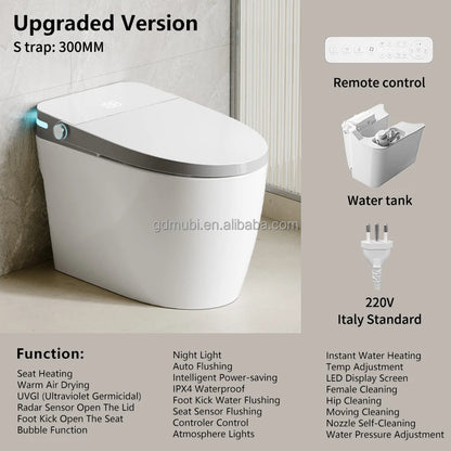 Electric Ceramic Elongated Bidet Smart Toilet with Remote Control Heated Seat Automatic Operation Floor Mounted Modern Design