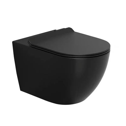 Rimless Water Closet P Trap Ceramic Two Piece Black Toilet Bowl Bathroom Wall Hung WC Toilet Set