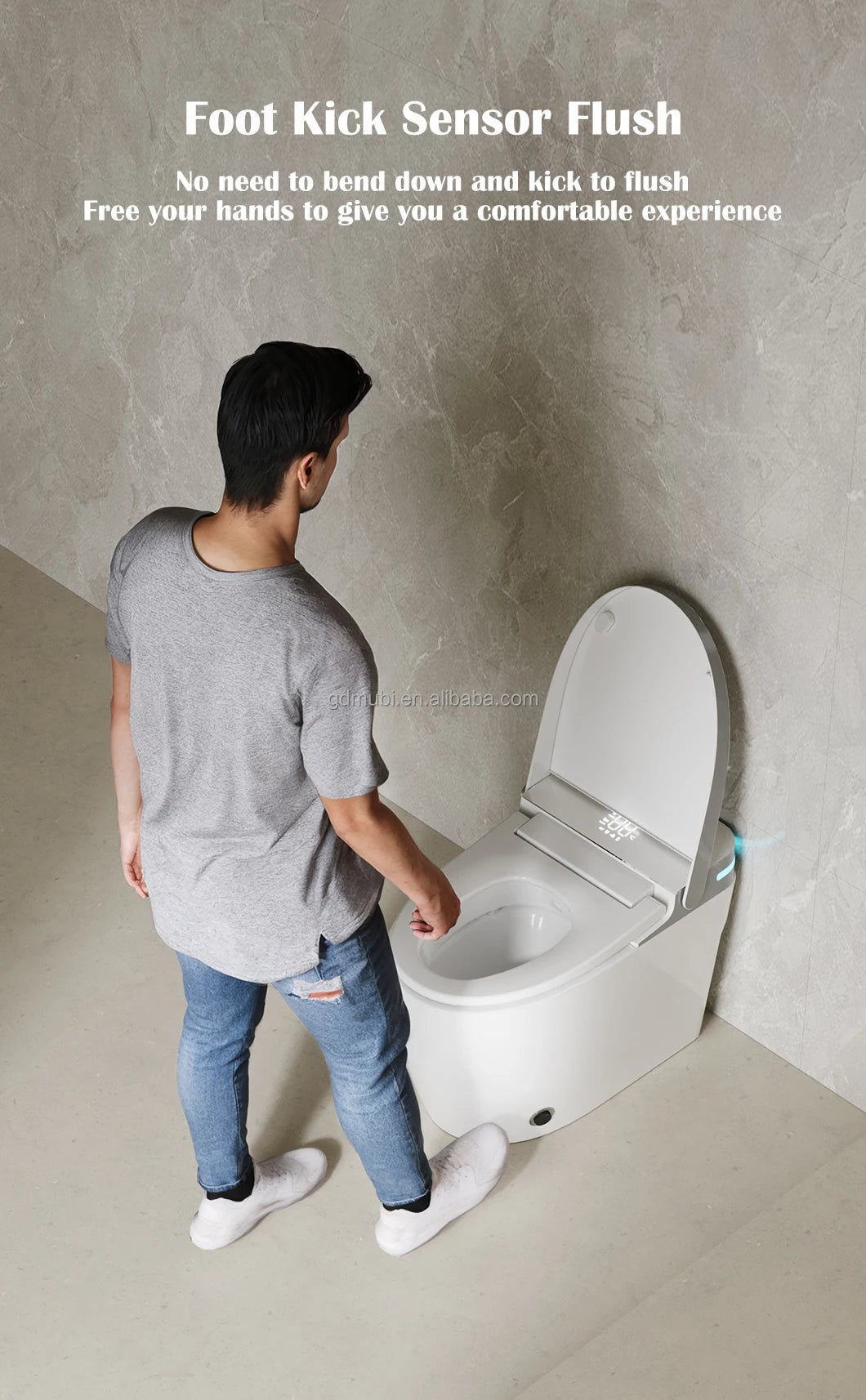 تصميم جديد مرحاض سيراميك ذكي وعاء مرحاض ذكي بيديه أدوات صحية حمام أوتوماتيكي مرحاض ذكي