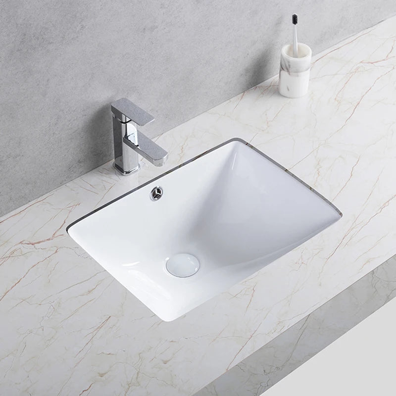 Customized Rectangular Under Counter Bathroom Cabinet Vanity Basin Ceramic Undermount Wash Basin Sink