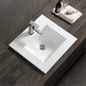 Modern Villa Hotel Apartment Slim Rectangle Ceramic White Single Hole Top Mount Bathroom Wash Basin