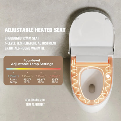 MUBI Ceramic Elongated S-trap Smart Toilet with Heated Seat Floor Mounted Automatic Bidet Sanitary Ware