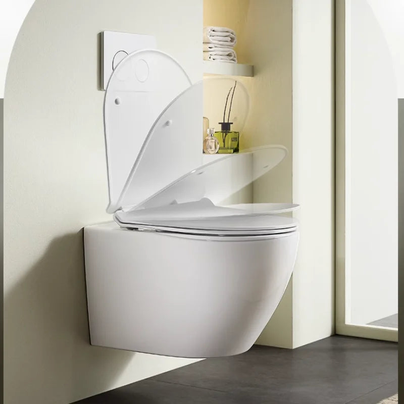 Rimless Water Closet Two Piece Wall Hang Ceramic Toilet Bowl Set Bathroom Wall Hung Toilet With Tank