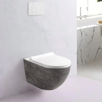Modern Villa Suspended P Trap Ceramic Wall Hung Rimless Flushing Bidet Toilet Set with Concealed Tank