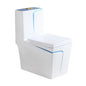 Modern Dual-Flush Square S-Trap Ceramic One Piece Toilet with Siphon Jet Flushing White Gold Color