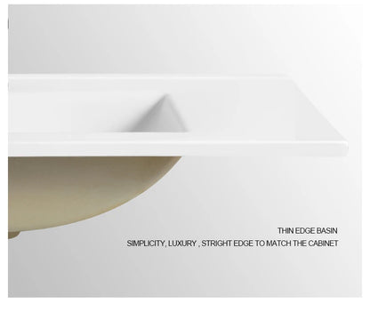 Modern Villa Hotel Apartment Slim Rectangle Ceramic White Single Hole Top Mount Bathroom Wash Basin
