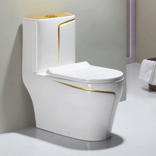 Modern Design One-Piece Ceramic Floor Mounted S-Trap Dual-Flush Toilet for Bathroom and Hotel Use