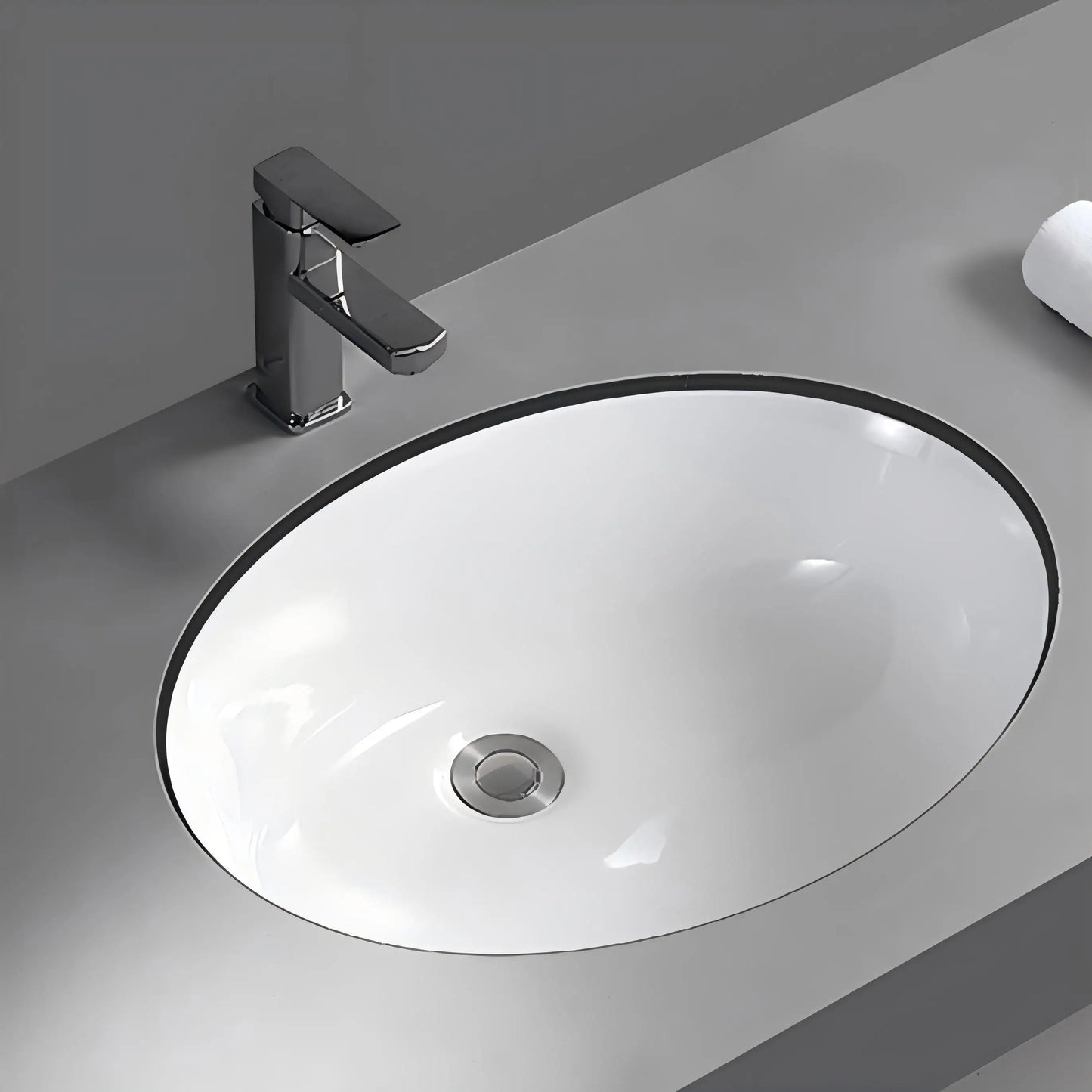 Recessed Undermount Bathroom Ceramic Oval Washroom Cabinet Under Counter Wash Basin Sink