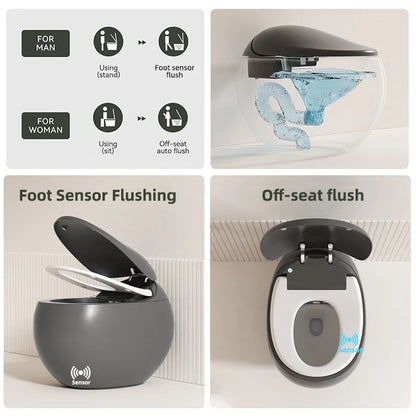 Automatic Sensor Flush Wc 3D Cleaning Bidet Electric One-piece Bathroom Grey Egg Smart Toilet Intelligente