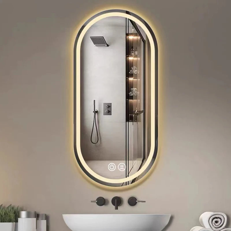 Modern Oval Intelligent Bathroom Anti Fog Wall Mounted Led Backlit or Front Light Vanity Smart Mirror with Light