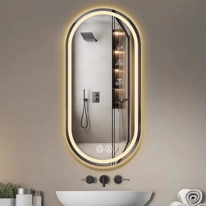 Modern Oval Intelligent Bathroom Anti Fog Wall Mounted Led Backlit or Front Light Vanity Smart Mirror with Light