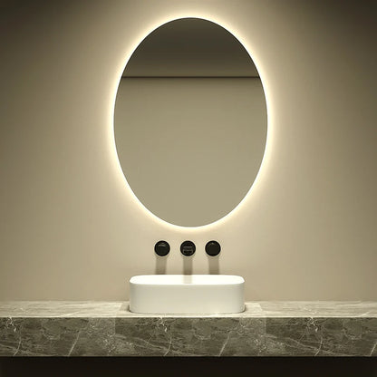 Oval Shaped Modern Intelligent Wall Mounted LED Smart Mirror Silver Lenses 3000-6000K Light Customizable 2-Year Warranty