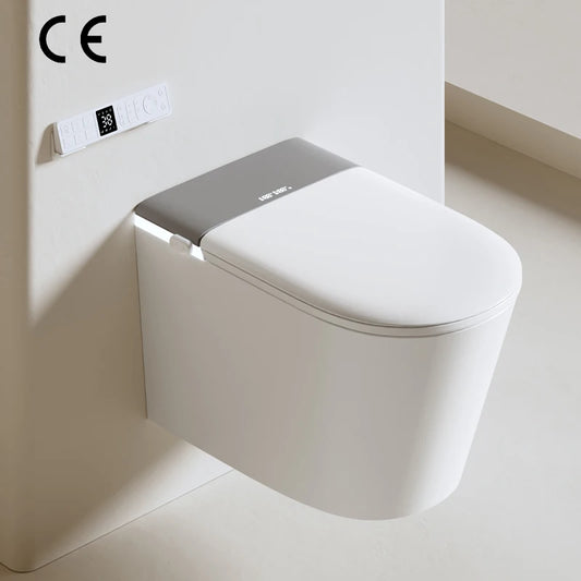Rimless Smart Toilet Bidet Wall Mounted Self Cleaning P Trap Suspended WC Intelligent Automatic Wall Hung Smart Toilet