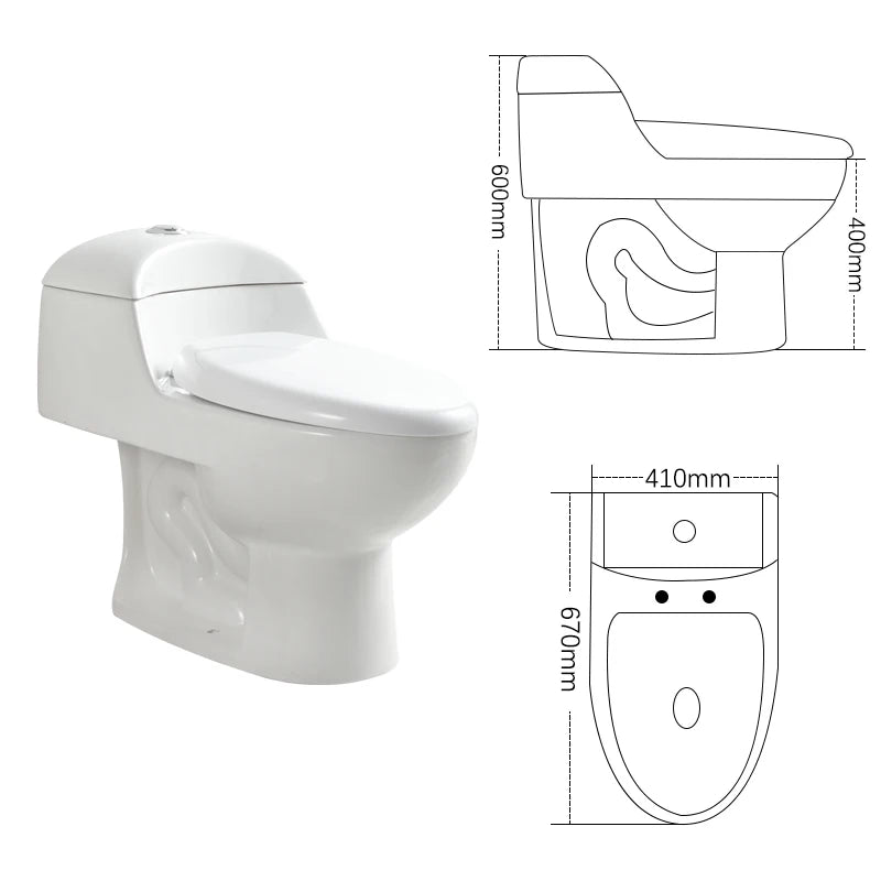 Popular Modern Dual-Flush Floor Mounted Low Water Tank Small One Piece Ceramic Toilet with Siphon Jet Flushing