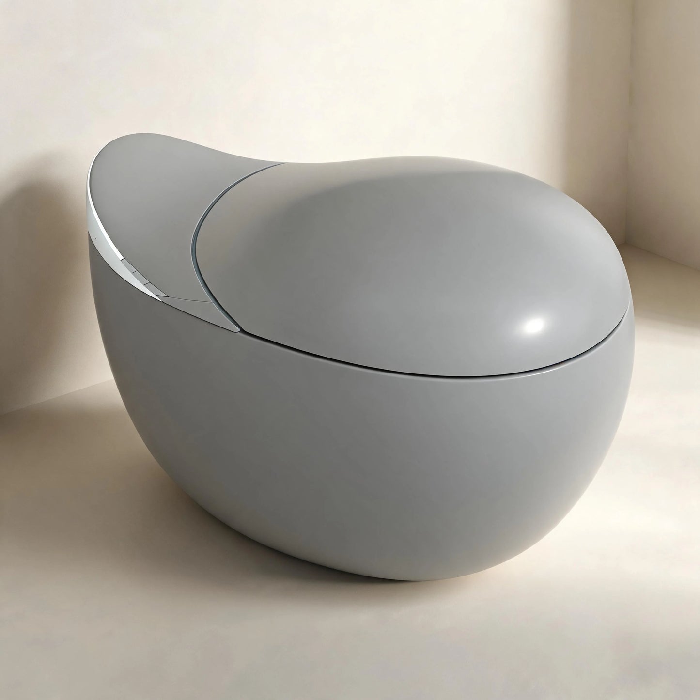 MUBI Whale Design Gray Egg Shape Intelligent One-Piece Smart Toilet with Remote Control,Auto Flush Sensor