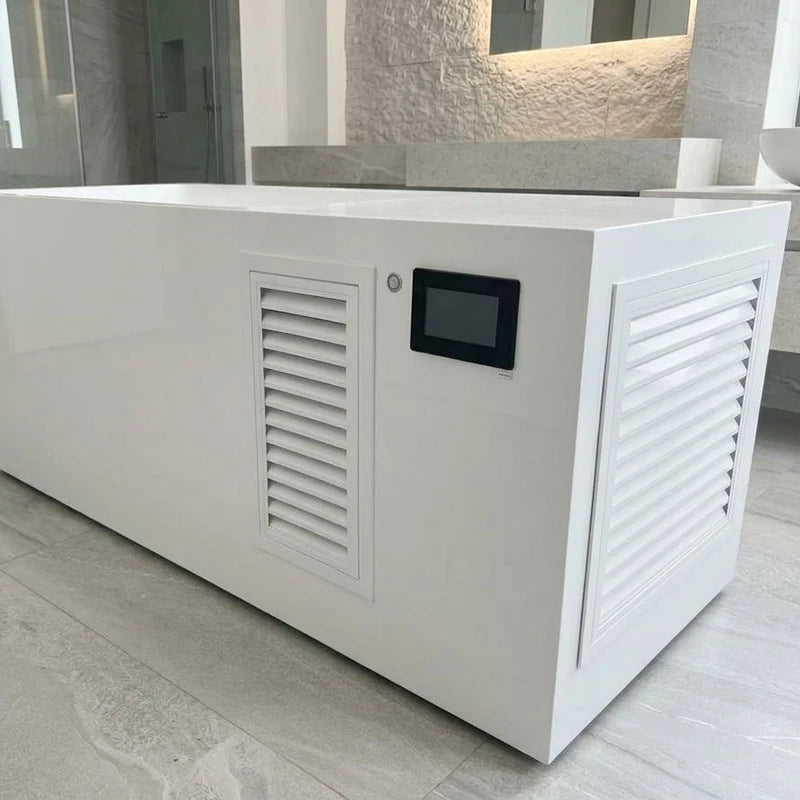 All in One Freestanding White Acrylic Cold Plunge Tub Home Wellness Cold Water Therapy Immersion Spa Tub for Body Recovery