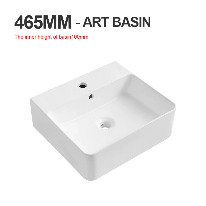 Hot Sales Modern Ceramic Art Hand Wash Basins Rectangular Vanity Countertop Sinks Single Hole Easy Clean 1 Year Bathroom