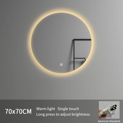 American Standard 700mm Frameless Round Bathroom LED Wall Mounted Smart Mirror Illuminated for Hotels