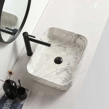 Decoration Small Rectangle Ceramic Bowl Sinks Countertop Marble Sink Wash Basin for Bathroom