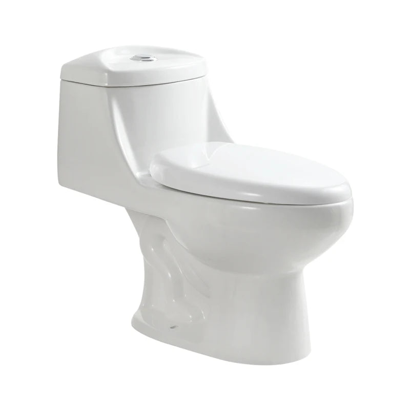Cheap White Modern Dual-Flush S-Trap One Piece Ceramic Toilet Bowl with Soft Close Toilet Seat