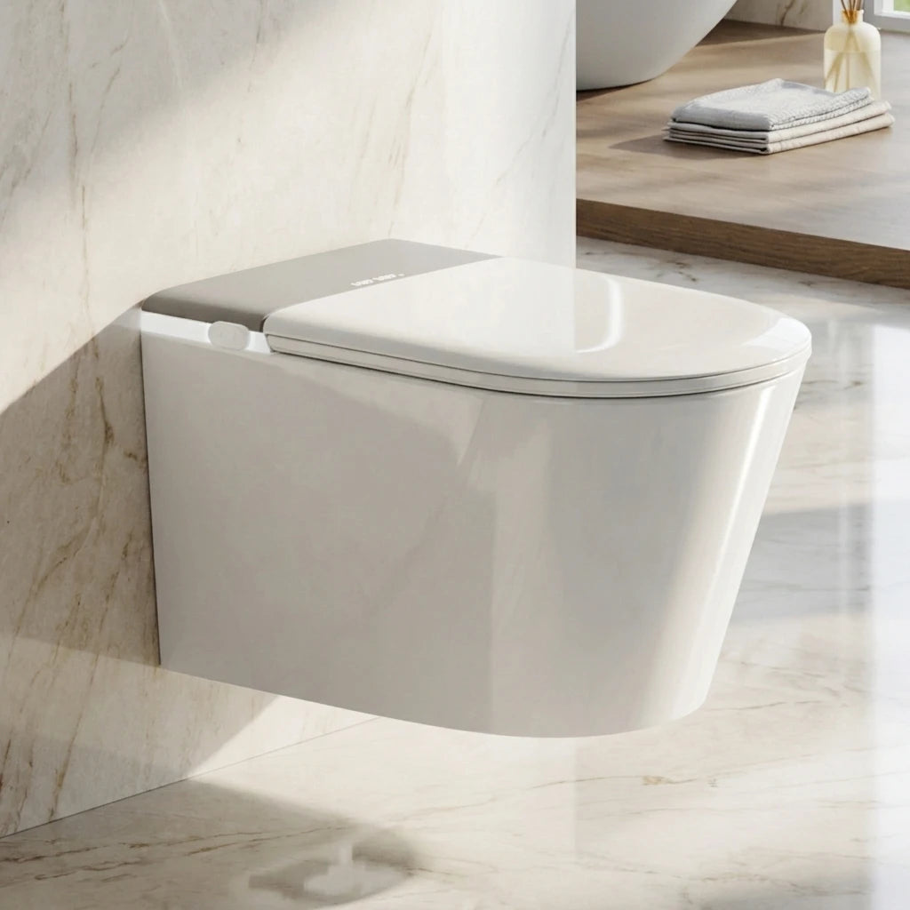 MUBI Wall Mounted Suspended Smart Toilet Bidet P Trap Automatic WC Intelligent Wall Hung Smart Toilet Bowl with Remote Control