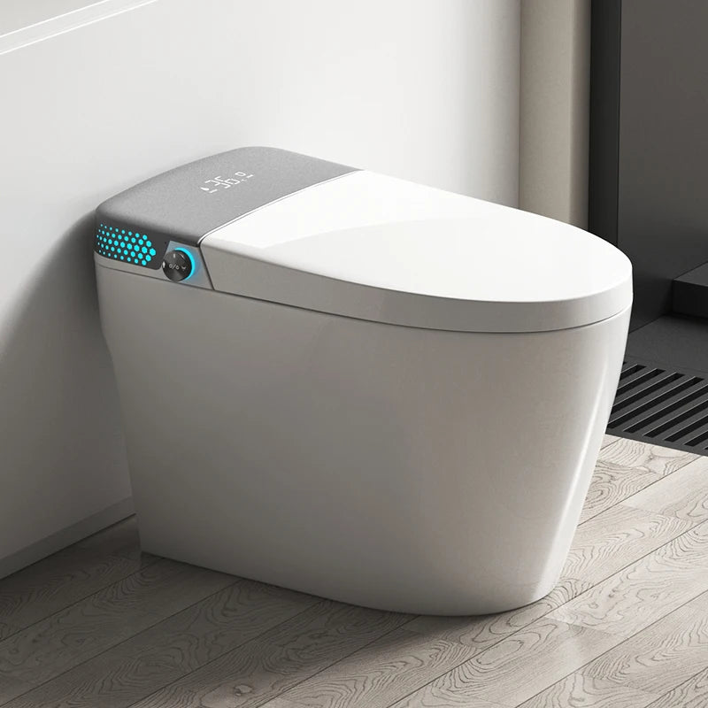 High Quality Automatic Ceramic Elongated Smart Toilet Remote Control Heated Seat Air-Drying Features S-trap Floor Mounted