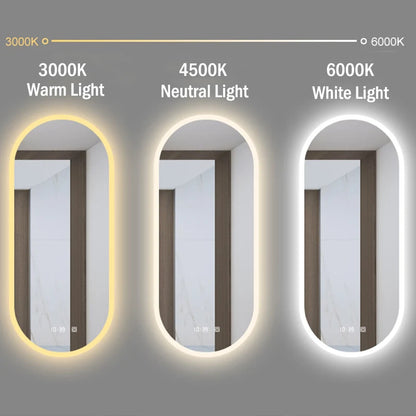 Modern Oval Intelligent Bathroom Anti Fog Wall Mounted Led Backlit or Front Light Vanity Smart Mirror with Light