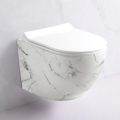 مرحاض سيراميك معلق على الحائط من الرخام مخصص، مرحاض WC بتدفق جاذبية، مرحاض معلق بدون حافة