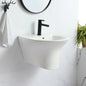 MUBI Modern Design One Piece White Bathroom Ceramic Easy Clean Wall Hung Half Pedestal Washing Basin with 2-Year Warranty