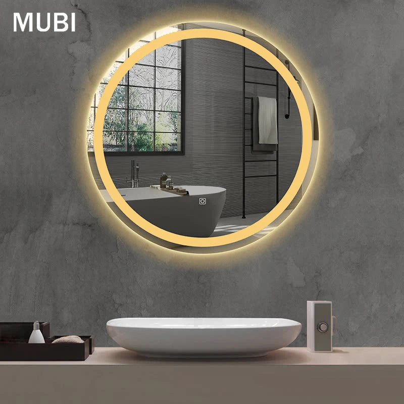 American Standard 700mm Frameless Round Bathroom LED Wall Mounted Smart Mirror Illuminated for Hotels