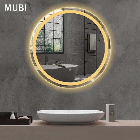 American Standard 700mm Frameless Round Bathroom LED Wall Mounted Smart Mirror Illuminated for Hotels