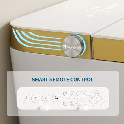 Golden and White Electric Toilet Bidet Intelligent Bathroom Ceramic Automatic Smart Toilet with Remote Control