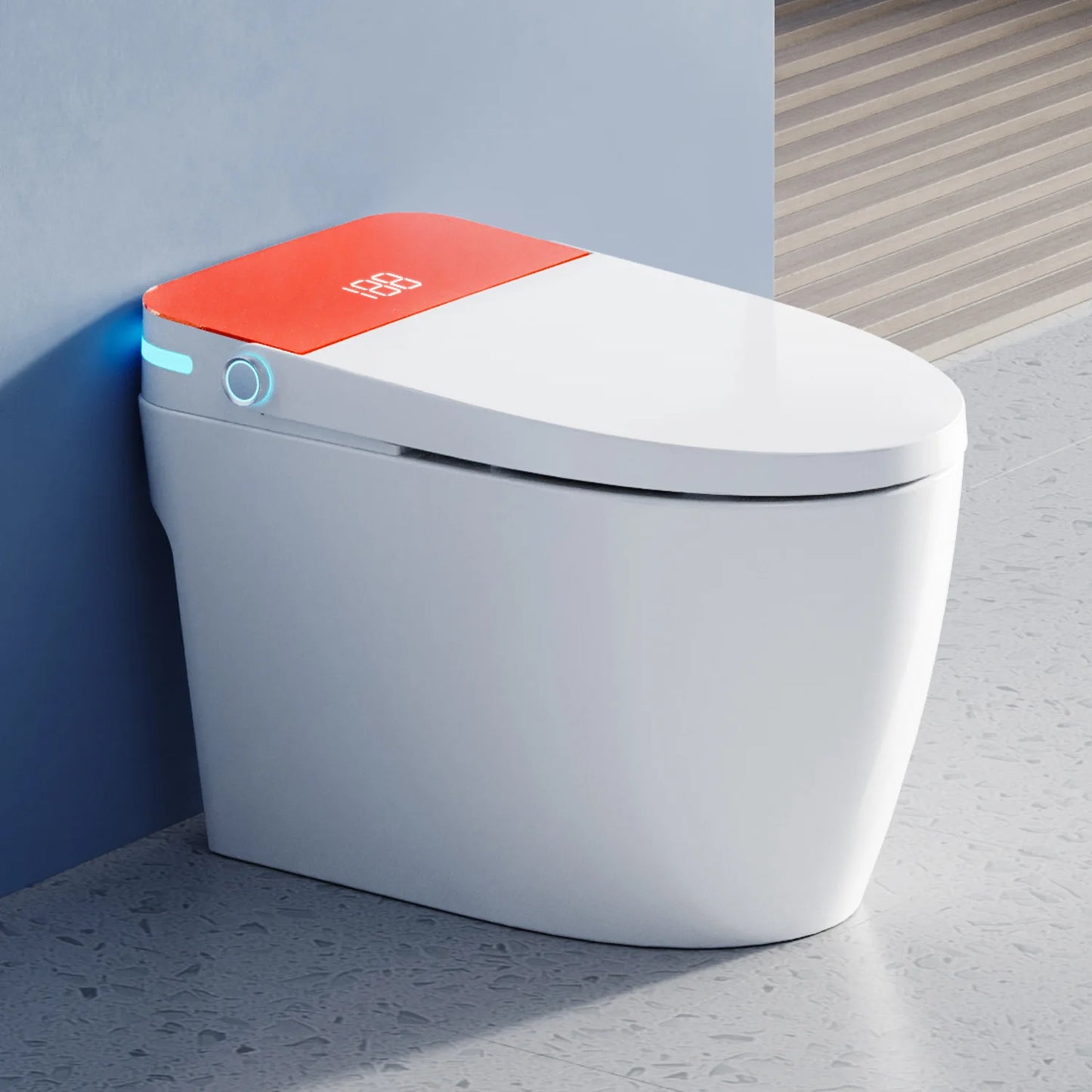 Tankless Orange Display Intelligent Toilet Floor Mounted Ceramic Electric Automatic Smart Bidet Toilet Remote Control Included