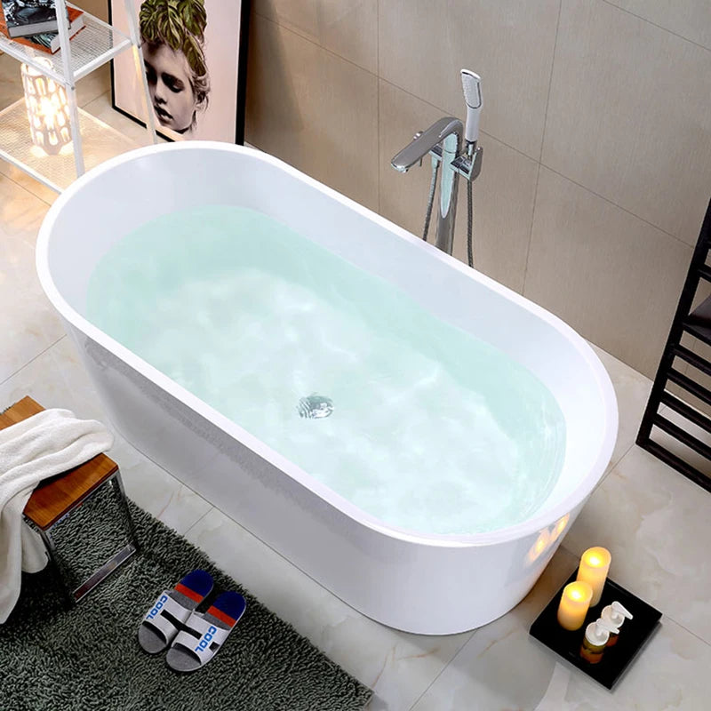MUBI Fashion White Indoor Freestanding Soaking Bathtub Oval Bathroom Extra Large Bath Tub for Adults