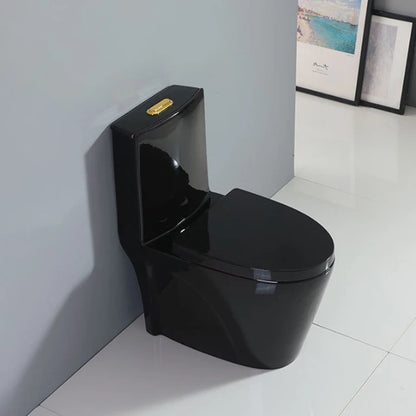Hotel Ceramic Black Elongated Modern Toilet Floor Mounted Dual Flush One Piece Toilet Bowl S-Trap/P-Trap