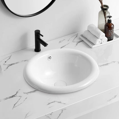 High Quality MUBI Modern Counter Top Oval Semi Recessed Easy Clean Ceramic Bathroom Vanity Sink with 2-Year Warranty