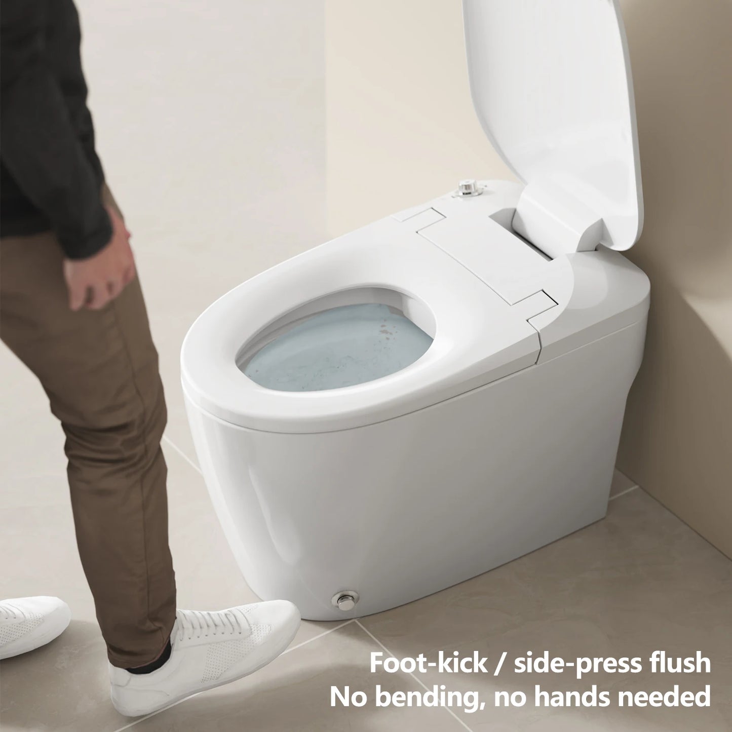 No Electricity Smart Toilet No Power Intelligent Toilet Bidet Bowl Bathroom Inodoros Toilette with Foot Kick Flush