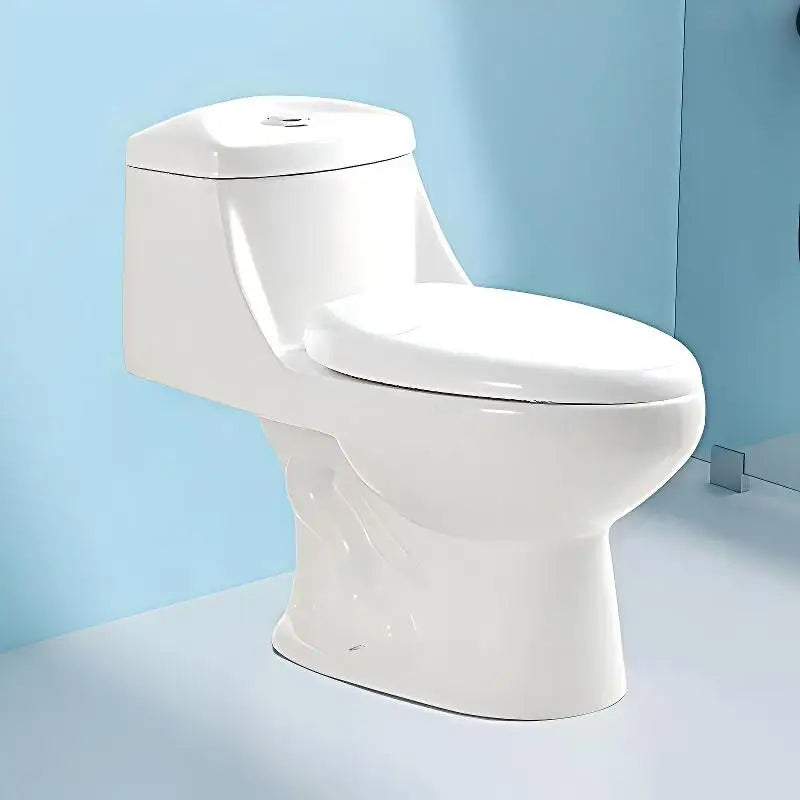 Cheap White Modern Dual-Flush S-Trap One Piece Ceramic Toilet Bowl with Soft Close Toilet Seat