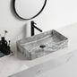 High Quality Bathroom Grey Rectangular Marbled Easy Clean Modern Ceramic Top Mounted Counter Top Sink Wash Basin