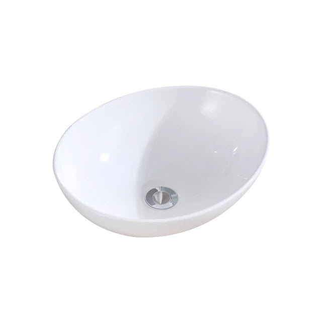 Modern Hot Sale White Oval Shape Vessel Sink Table Top Bathroom Ceramic Sanitary Wares Art Wash Basin Easy Clean Top Mounted