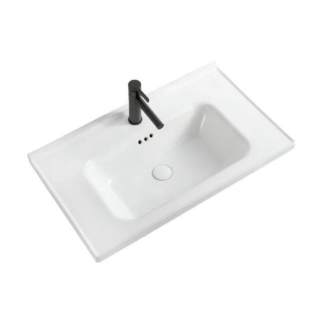 Modern Ceramic Solid Surface Cabinet Sink White Rectangular Bathroom Vanity Counter Top Basin