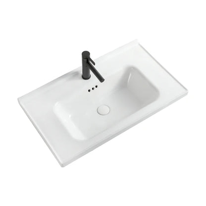 Modern Ceramic Solid Surface Cabinet Sink White Rectangular Bathroom Vanity Counter Top Basin