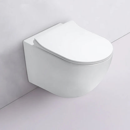 Wall Hung Toilet with P-Trap Ceramic Rimless Bowl Dual-Flush Slow Closing Bidet Concealed Tank Gravity Flushing