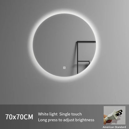 American Standard 700mm Frameless Round Bathroom LED Wall Mounted Smart Mirror Illuminated for Hotels