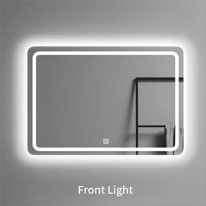 80*60 Rectangle Led Spiegel Illuminated Frameless Smart Adjustable Color Temperature Moisture Proof Bathroom Hotel Use Mirror