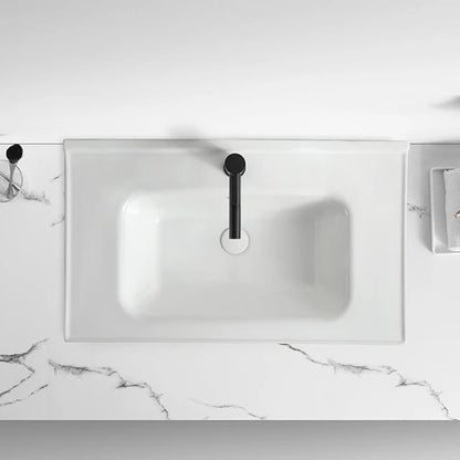Modern Ceramic Solid Surface Cabinet Sink White Rectangular Bathroom Vanity Counter Top Basin